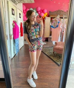 The Pink Leopard New Arrivals SPLASH OF COLOR LEOPARD SPORTY SHORTS