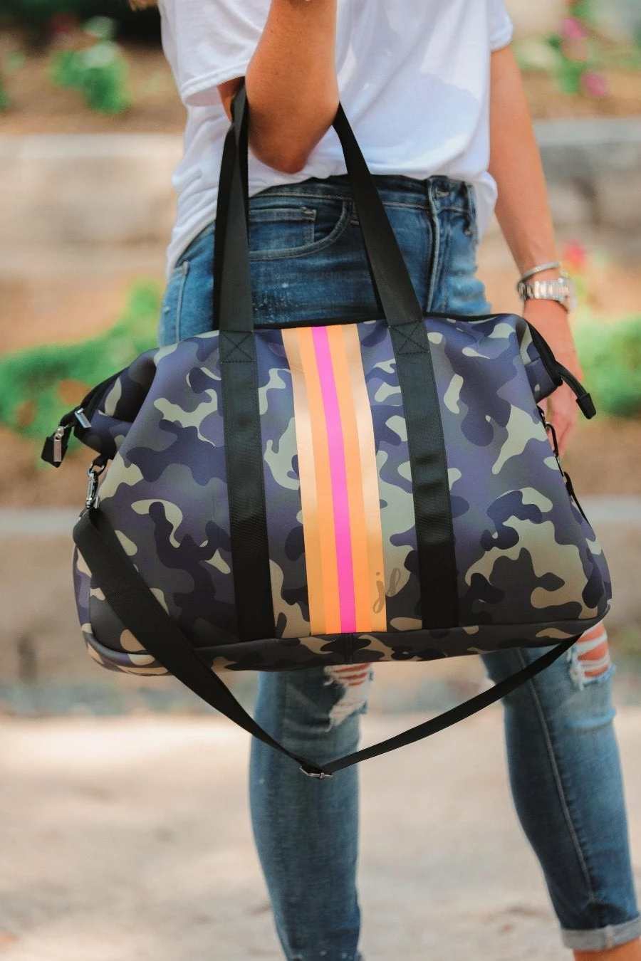 The Pink Leopard Weekender Tote Camo - Neoprene New Arrivals 1 The Pink Leopard Weekender Tote Camo - Neoprene New Arrivals