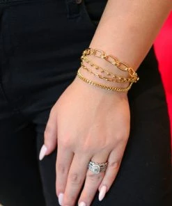 The Pink Leopard Layered Gold Bracelet - 4 Layer