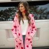 The Pink Leopard Pink Heart Cardigan New Arrivals
