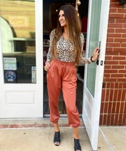 The Pink Leopard The Terri Joggers- Terra Cotta