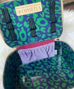 The Pink Leopard New Arrivals Silver Glitter Train Case- Consuela