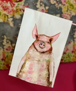 The Pink Leopard Hungry Piggy Tea Towel New Arrivals