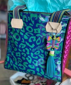 The Pink Leopard CONSUELA- Classic Tote - Blue/Green Leopard New Arrivals