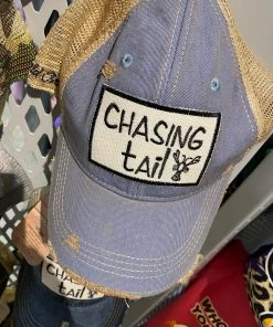 The Pink Leopard Crawfish Chasing Tails Cap - Light Denim New Arrivals