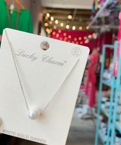 The Pink Leopard New Arrivals White Gold Dipped Pearl Necklace