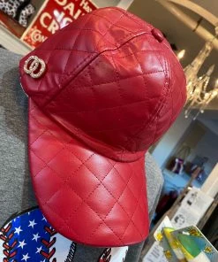 The Pink Leopard Red Pleated Leather Hat New Arrivals