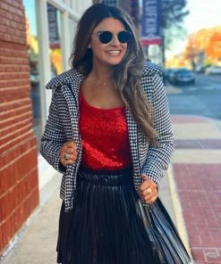 The Pink Leopard Sassy Red Sequin Top