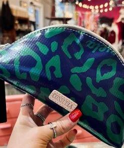 The Pink Leopard New Arrivals Medium Consuela Cosmetic - Blue/Green Leopard
