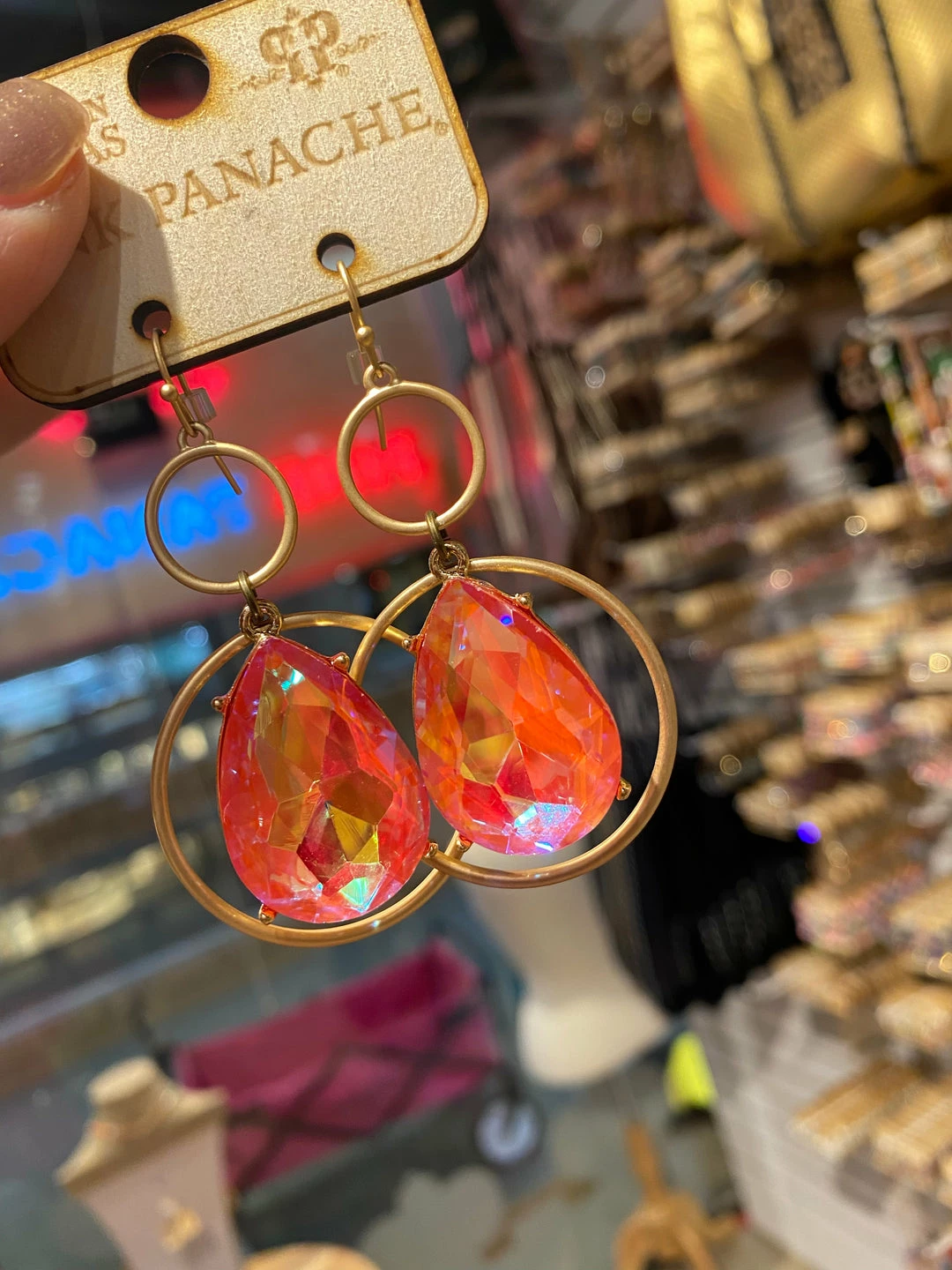 The Pink Leopard New Arrivals Pink Panache - The Coral AB Glam Earrings 1 The Pink Leopard New Arrivals Pink Panache - The Coral AB Glam Earrings