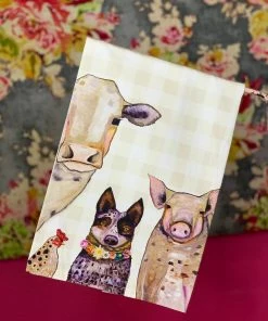 The Pink Leopard Cow & Friends Tea Towel