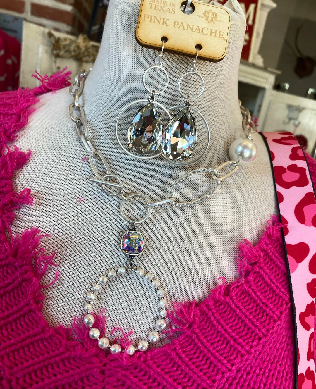 The Pink Leopard PINK PANACHE- SIVER JACI NECKLACE 1 The Pink Leopard PINK PANACHE- SIVER JACI NECKLACE