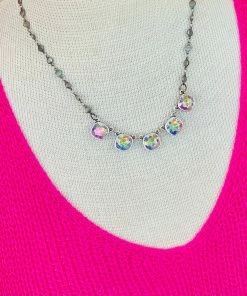 The Pink Leopard PINK PANACHE - 5 Layer Dream AB STONE Choker -Charcoal