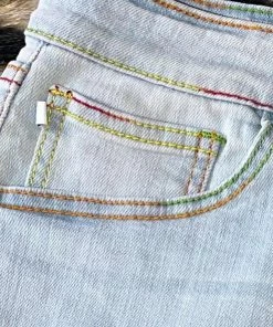 The Pink Leopard New Arrivals Judy Blue Rainbow Stitch Denim Shorts