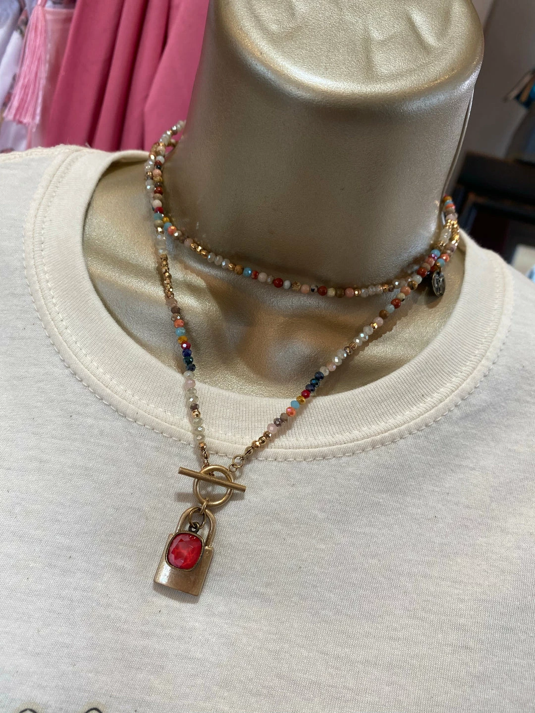 The Pink Leopard New Arrivals PINK PANACHE- Multi Lock Necklace 2 The Pink Leopard New Arrivals PINK PANACHE- Multi Lock Necklace