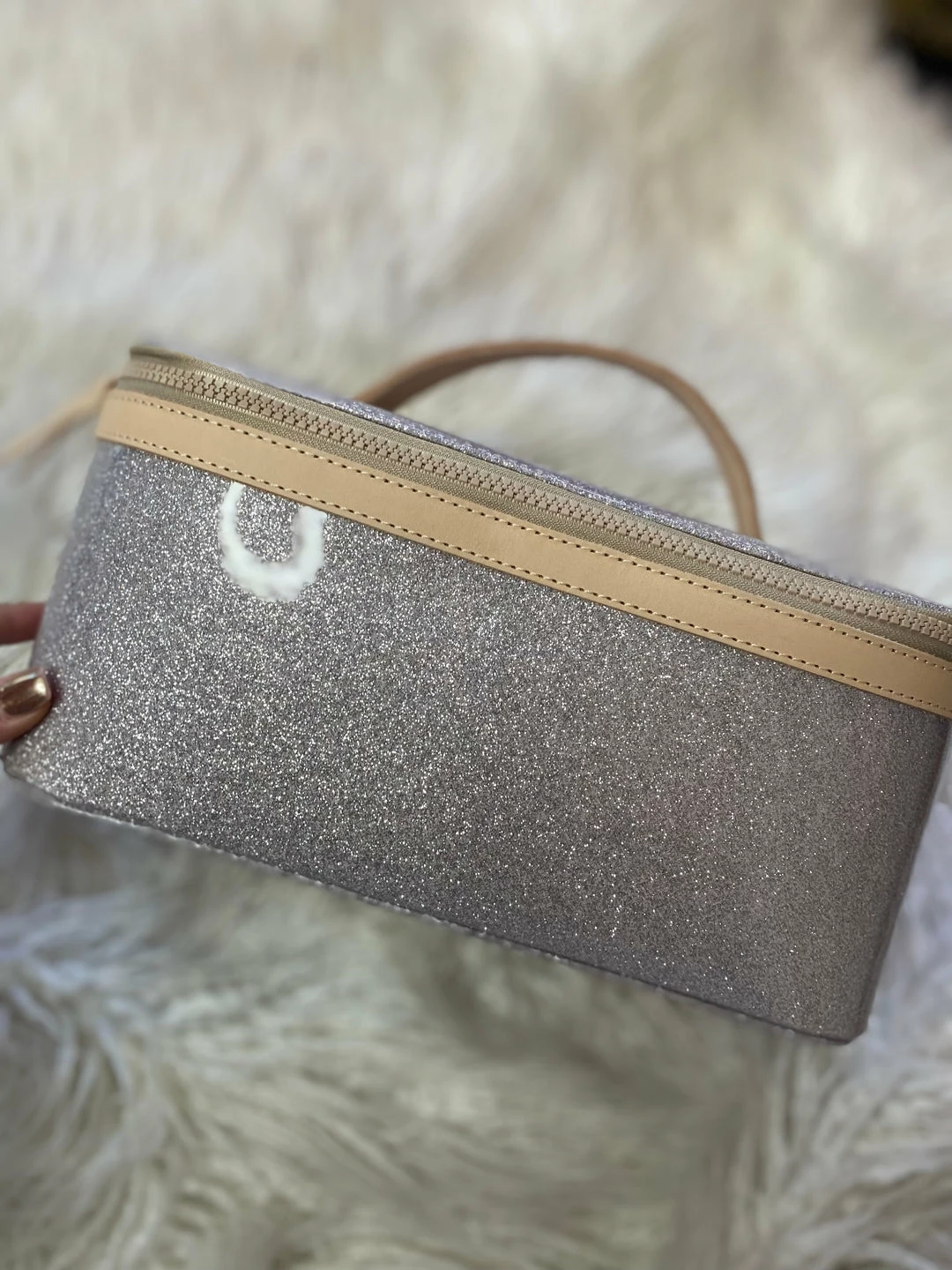 The Pink Leopard New Arrivals Silver Glitter Train Case- Consuela 4 The Pink Leopard New Arrivals Silver Glitter Train Case- Consuela