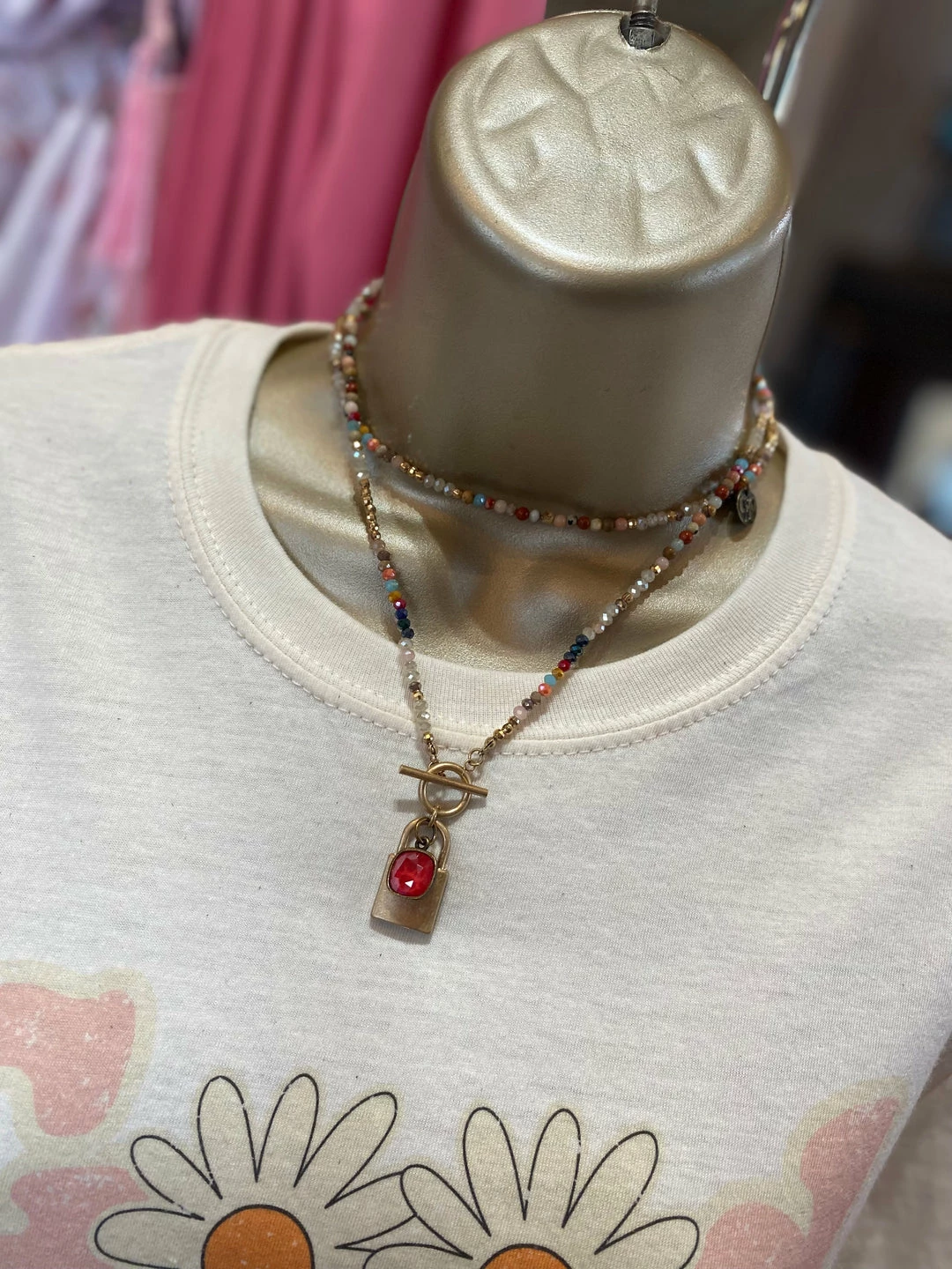 The Pink Leopard New Arrivals PINK PANACHE- Multi Lock Necklace 1 The Pink Leopard New Arrivals PINK PANACHE- Multi Lock Necklace