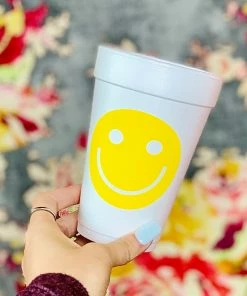 The Pink Leopard SMILEY Styrofoam Cups - Sleeve Of 10