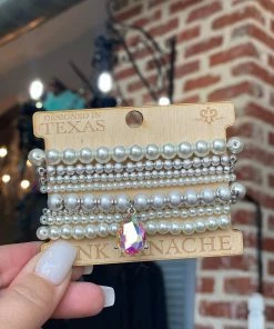 The Pink Leopard Pearl Dream Bracelet Set - PINK PANACHE AB STONE