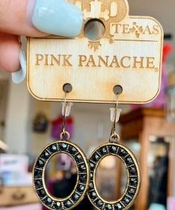 The Pink Leopard PINK PANACHE - Black Stone Oval Drop New Arrivals