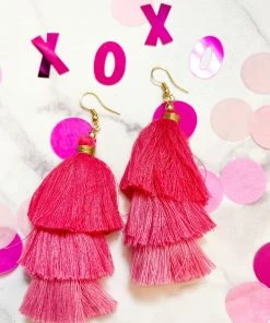 The Pink Leopard Pink Tassel Earrings- New Arrivals