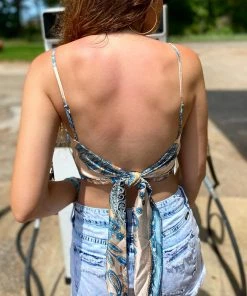 The Pink Leopard Scarf Tie Back Cami-Blue