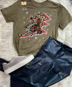 The Pink Leopard Lightening Bolt & Bronc Tee New Arrivals