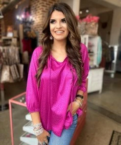 The Pink Leopard New Arrivals Leopard Top - Fuchsia