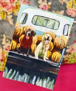 The Pink Leopard New Arrivals Dogs & Pumpkins Tea Towel