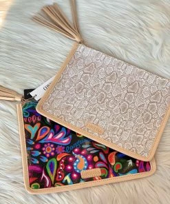 The Pink Leopard CONSUELA - Anything Goes Pouch - Clay Snakeskin New Arrivals