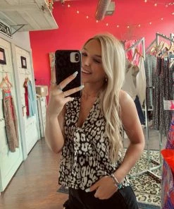 The Pink Leopard Tie Front Leopard Top New Arrivals