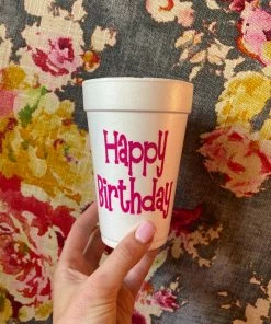 The Pink Leopard New Arrivals Happy Birthday Cups - Styrofoam Sleeve Of 10