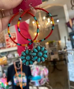 The Pink Leopard New Arrivals Aztec Earrings With Turquoise Stone