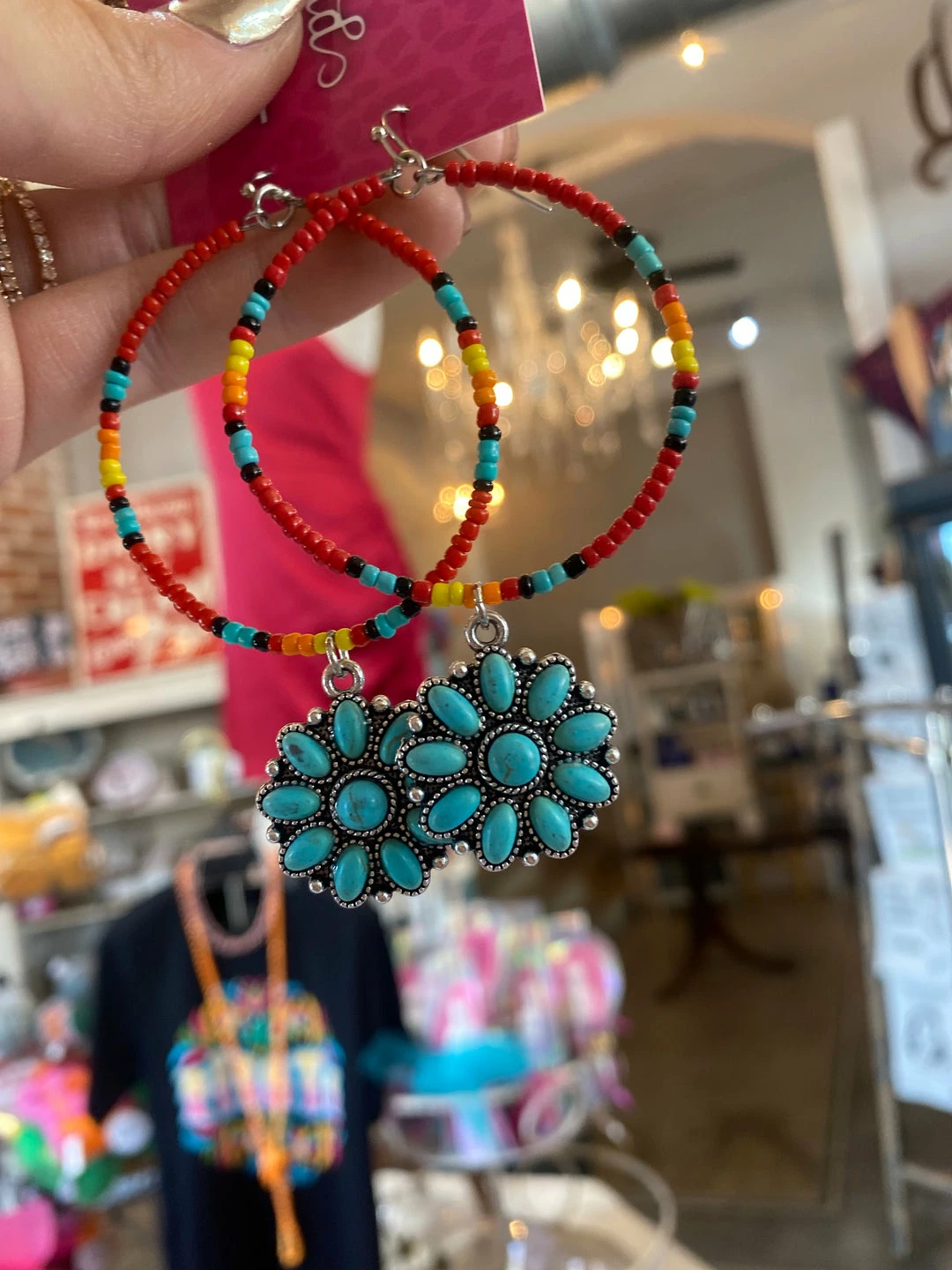 The Pink Leopard New Arrivals Aztec Earrings With Turquoise Stone 1 The Pink Leopard New Arrivals Aztec Earrings With Turquoise Stone