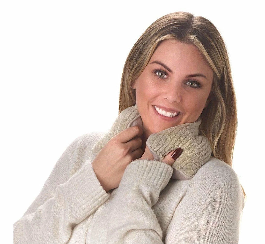 The Pink Leopard New Arrivals Grey/Cream - Neck Warmie Wrap 2 The Pink Leopard New Arrivals Grey/Cream - Neck Warmie Wrap