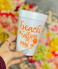 The Pink Leopard Beach Is Calling Styrofoam Cups - Sleeve Of 10 New Arrivals