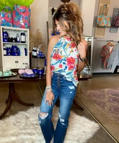 The Pink Leopard Spring Floral Dream Halter Top New Arrivals