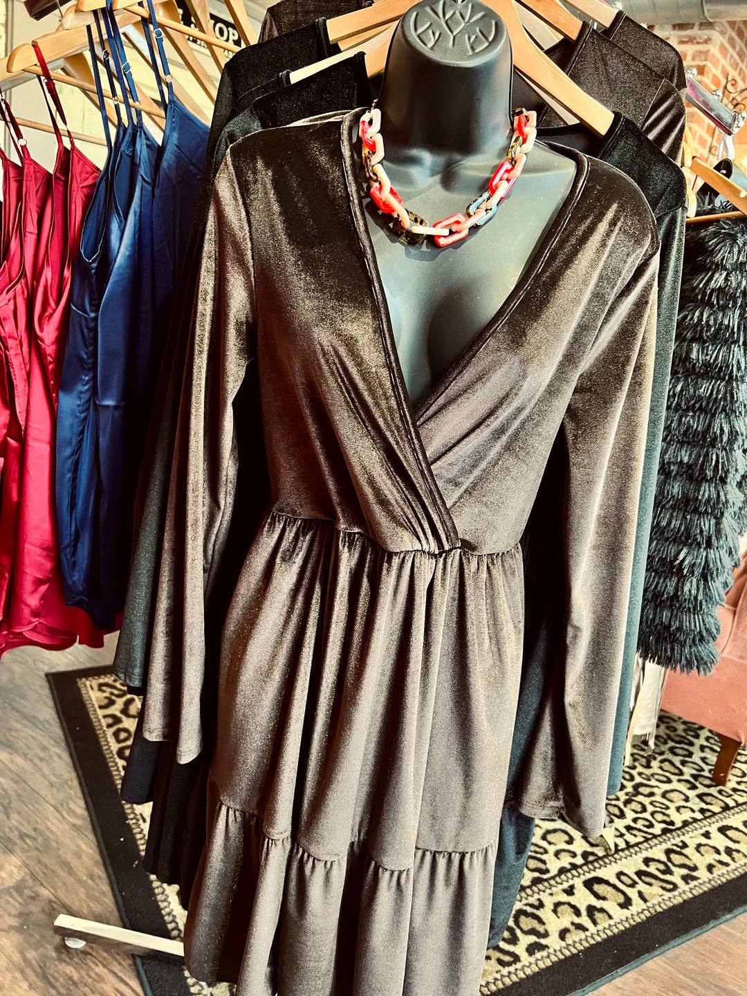 The Pink Leopard Classy Velvet Dress New Arrivals 1 The Pink Leopard Classy Velvet Dress New Arrivals