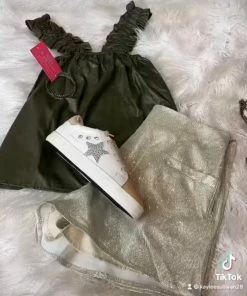 The Pink Leopard Leather Ruffle Tank-Olive