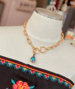 The Pink Leopard New Arrivals PINK PANACHE - GOLD Link Chain Drop AB Stone Necklace