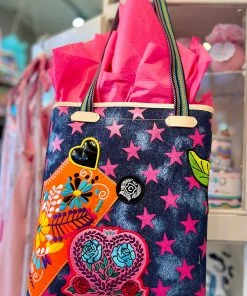 The Pink Leopard New Arrivals CONSUELA- PATCHED STAR CHICA TOTE