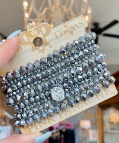 The Pink Leopard Pink Panache Shades Of Silver Bracelet Set