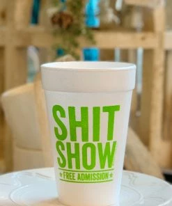 The Pink Leopard Shit Show Styrofoam Cups - Sleeve Of 10 - Neon Green