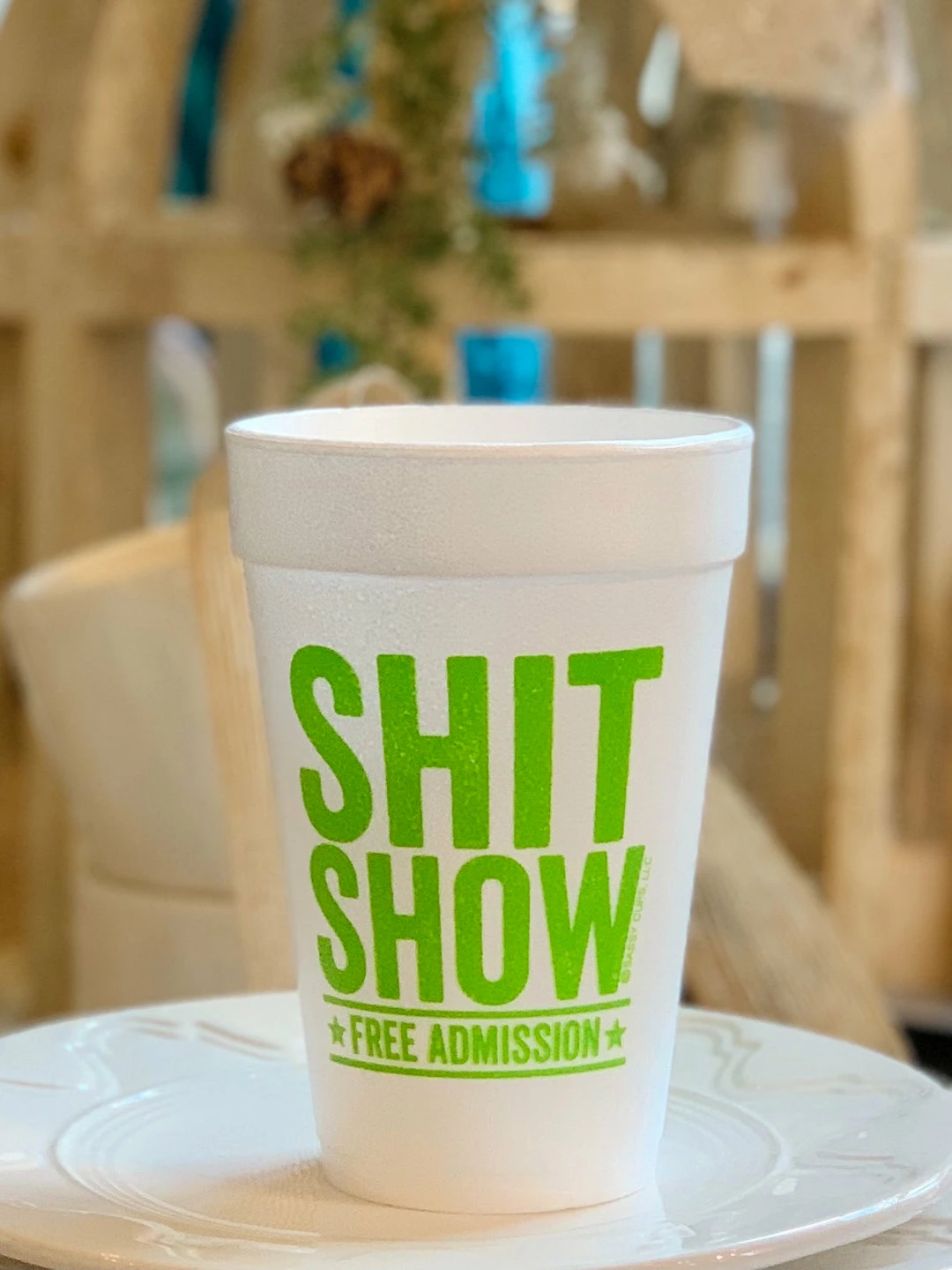 The Pink Leopard Shit Show Styrofoam Cups - Sleeve Of 10 - Neon Green 1 The Pink Leopard Shit Show Styrofoam Cups - Sleeve Of 10 - Neon Green