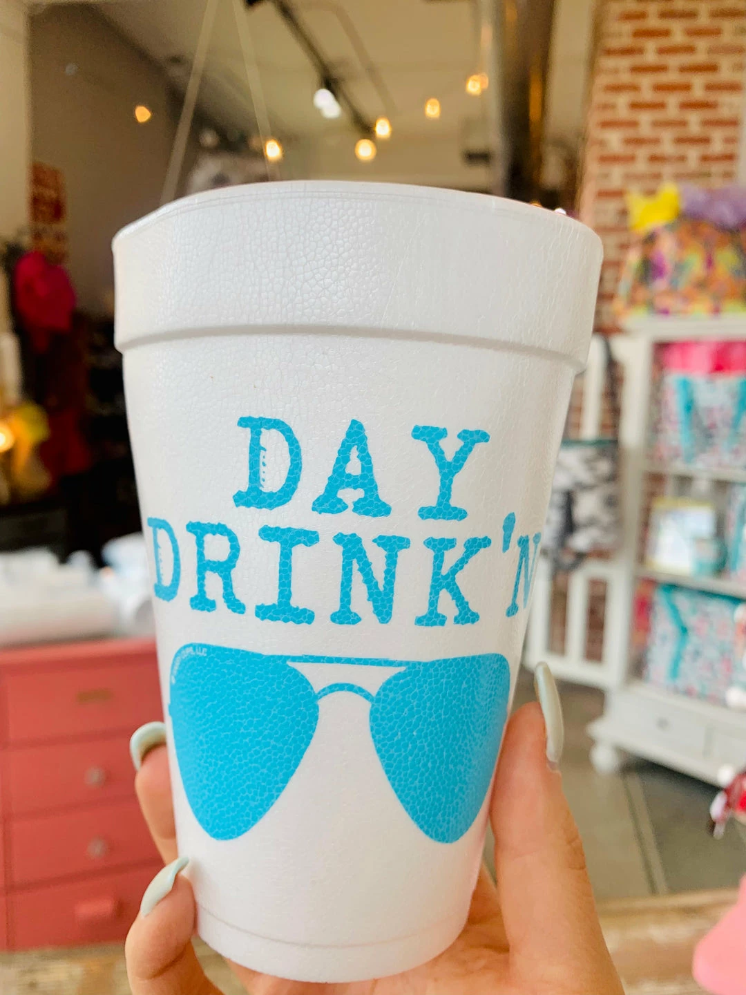 The Pink Leopard Day Drinkin’ Styrofoam Cups - Sleeve Of 10 - BLUE New Arrivals 1 The Pink Leopard Day Drinkin’ Styrofoam Cups - Sleeve Of 10 - BLUE New Arrivals