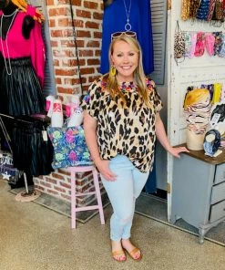 The Pink Leopard Silky Leopard Dream Top - Brown