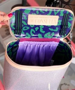 The Pink Leopard New Arrivals CONSUELA - VIOLET Slim Train Case