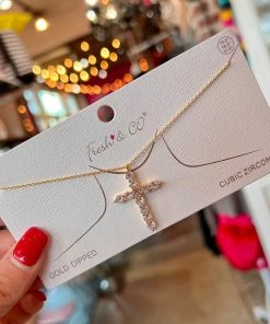 The Pink Leopard New Arrivals Corley Cross Necklace