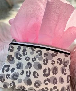 The Pink Leopard Grey Leopard Neoprene Double Cosmetic New Arrivals