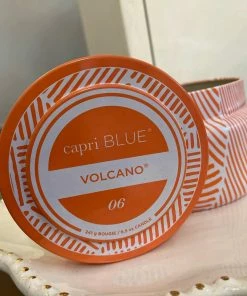 The Pink Leopard CAPRI BLUE - Tangerine Printed Tin- VOLCANO SCENT New Arrivals